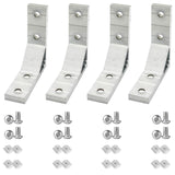 4Set Silver 2020 2040 2080 Aluminum Extrusion Profile Connection Hardware,Includes 1pcs Wrench, 4pcs 78x78mm Heavy Duty L Bracke