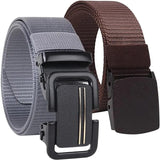Tpm MenS Tactical Military Belt, Nylon Web Belt With Metal Buckle, Grey And Brown, Heavy Duty Canvas, Adjustable Waist Strap