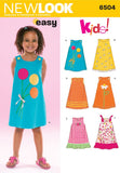 Simplicity U06504A New Look Easy to Sew Sleeveless Girls Dress Sewing Pattern Kit, Code 6504, Sizes 38