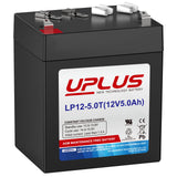 Uplus 12V 5Ah Rechargeable Sealed Lead Acid Battery - DJW12-5.0T Replaces Home Alarm Battery Compatible with F1 F2 Terminals for