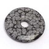 GEM-Inside 40mm Snowflake Obsidion Gemstone Loose Beads Genuine Natural Red Donut Ring Crystal Energy Stone Power for Earring Pe
