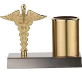 ZAHEPA Caduceus Symbol Metal Pen Stand, Doctor Desk Organizer Pencil Holder, Stylish Stationery Storage Box for Office Table Dec