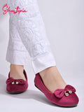Shoetopia Stone Buckle Detailed Cherry Belly For Girls-Eu41,Bronze,8,B0D5HHG3SK