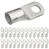 SELTERM 25pcs 4/0 AWG -1/2 Stud Tinned Copper Wire Lugs,Heavy Duty Battery Cable Ends,0000 Gauge Ring Terminals, UL Battery Lugs