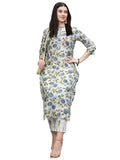 Anni Designer Women'S Cotton Blend Straight Printed Kurta With Pant (Dafiya Green_S_Green_Small),Green,S