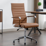 BoisKom Office Desk Chair Leather, Conference Room Chairs with Wheels, Executive Modern Ergonomic Ribbed Computer Chair(Brown)