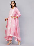Anni Designer Women'S Cotton Blend Embroidered Straight Kurta With Pant & Dupatta (Weekend Pink_M_Pink_Medium),Pink,M,Cotton Blend,Anarkali,Kurta, Scarf