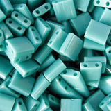 Turquoise Green Ab Matte Tila Beads 7.2 Gram Tube By Miyuki Are a 2 Hole Flat Square Seed Bead 5x5mm 1.9mm Thick with .8mm Holes