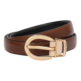 Da Milano Reversible Formal Leather Belt For Women Cognac & Black | Gold Finish Buckle For Everyday Wear | Size 30 Inch (2263