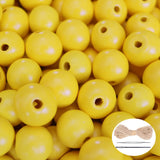 100 Pieces Yellow Wood Beads with 5mm Hole, Round Loose Beads Polish Spacer Beads Bulk with 10m Jute Twine for Farmhouse Beaded