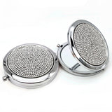 Reazana 2pcs Magnifying Compact Mirrors 1X 2X Purse Pocket Makeup Mirror Folding Travel Mirrors Sturdy Metal with Diamonds Folda