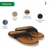 Ortho Joy Doctor Slipper For Women Fancy || Orthopedic Women'S Slipper || Comfortable Slippers For Women,Black,5,B0C3VSLGB4