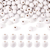 Elecrelive 100Pcs White Round Wooden Beads for Crafts, 16mm Rustic Farmhouse Wood Spacer Beads for Bracelet Necklace Craft Home