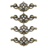 MSolid 4 PCs Vintage Antique Brass Bail Pull Handle for Wooden Drawer Cabinet Cupboard, Length 3.8-in (9.7 cm) and Height 1.6-in