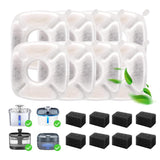 16 Pcs Cat Fountain Replacement Filters,8 Pack Cat Water Fountain Filters And 8 Pack Pre-Filter Sponges for 67oz, 95oz, 135oz Au