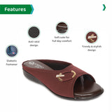 Ortho Joy Fancy Doctor Slippers | Soft Slipper For Women | Comfortable Footwear For Women Stylish,Maroon,4,B09VLF24NR