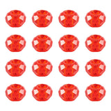 Megapet 100Pcs Faceted European Beads Red Faceted Large Hole Beads 14x8mm Glass Rondelle Bead Crystal Big Hole Bead for Jewelry