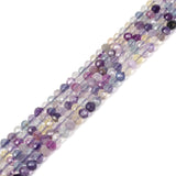 3mm Rainbow Fluorite Faceted Gemstone Round Loose Beads Strand 15.5-16 DIY Jewelry Making