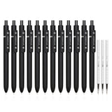 STAGEEK Black Gel Pens, 12Pcs Fine Point Smooth Writing Pens with 3 Extra Refills, Quick Dry Black Ink Pens for Journaling, Offi