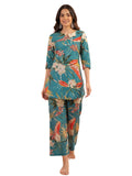 Leriya Fashion Womens Kurta Set | Co ord Elegant Ladies Set | Womens Kurti Set | Womens Short Kurti | Kurtis | Ethnic Straight Jaipuri Kurta Set with Palazzo Pants | Salwar Dress for Dresses, Cyan