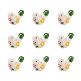 Elecrelive 10Pcs White Bird Ceramic Beads Painted Animal Porcelain Spacer Beads Colorful Cartoon Pigeon Charms for DIY Bracelets