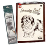 LikaA5 Drawing Book/Sketch Book 140 GSM 50 Pages Pack of 2+ 1Faber Castell Drawing Pencil Set of 6