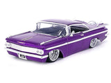 1959 Chevy Impala Lowrider Candy Purple with Dub Wire Wheels Street Low Series 1/24 Diecast Model Car by Jada 34756