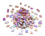 Iridescent Mosaic Glass Tiles 200 Pieces Stained Glass Tile Pieces for Mosaic Craft, 4 Shapes Assortment,Autumn