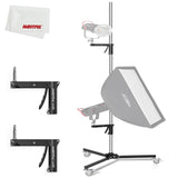 AMBITFUL AL250 Steel Wheeled Mobile Heavy Duty Light Stand for Photography w/Sliding Grip Arm & Chrome-Plated Column Stand, MaxS