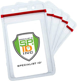 25 Pack Heavy Duty Clear Vinyl Badge Holders for Vertical Name Badges Great for Employee ID Card or Student ID Water Resis