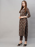 Anni Designer Women'S Cotton Blend Printed Straight Kurta With Pant (Urmi Maroon_Xxl_Maroon_Xx-Large),Maroon,2XL,Cotton Blend,Regular,Kurta