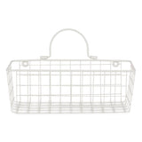 Small Antique White Wire Wall Basket Set/2