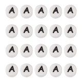 FASHEWELRY 20Pcs Flat Round Silicone Letter Beads 13mm Letter A Alphabet Silicone Bead Vowel Beads for DIY Bracelet Necklace Jew