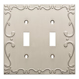 Franklin Brass Classic Lace (1-Pack) Decorative Light Switch Cover Brushed Nickel 2-Gang Wall Plate Double Toggle Plate Covers Electrical Outlet Guard W35073-SN-C