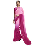 Satrani Women's Georgette Dual Tone Ready To Wear Saree with Unstitched Blouse Piece (18RS151NA_Dark Pink & Light Pink6)