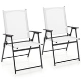 Giantex Patio Folding Chairs Set of 2, Portable Outdoor Dining Chairs with Rustproof Metal Frame, for Lawn, Front Porch, Deck, G