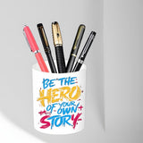 CHHAP CREATIONS Inspirational Pen Holder, Ceramic Desk Organiser with Motivational Quote, White
