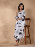 Anni Designer Women'S Rayon Blend Straight Printed Kurta With Palazzo (Anaar-White-Nws_Xl_White_X-Large),Beige,XL,,,