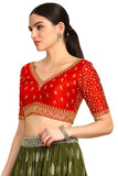 Soch Womens Red Zari Embroidery Padded Silk Blend Blouse With Sequins Red 36