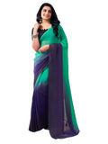 Satrani Women's Georgette Dyed Padding Ready To Wear Saree with Unstitched Blouse Piece (4RS106N_Teal Green & Navy Blue6)