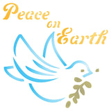 Peace on Earth Stencil (size 6.5w x 6.5h) Reusable Christmas Dove Olive Branch Stencils for Painting Use on Walls, Floor