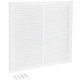 EZ-FLO 12 x 12 Inch (Duct Opening) Return Air Vent Cover for Wall or Ceiling, Solid Steel Return Air Grille, HVAC Vent Cover, Wh