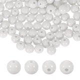 HARFINGTON 100pcs White Acrylic Round Beads 8mm Dia 1.9mm Hole Plastic Resin Smooth Balls Loose Bead for Jewelry Making Bracelet