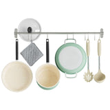 Wallniture Lyon 31.5 Wall Mount Kitchen Utensil Holder With 10 S Hooks For Hanging Pots and Pans Set