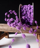 AK Trading 25 Yards Fuzzy Pom Pom Wired Trim Ribbon Lace - Lavender