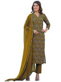 Gosriki Women'S Rayon Blend Straight Printed Kurta With Pant & Dupatta (Shaniya Mustard-Gs_S_Mustard_Small),Mustard,,B0DCKBPXHQ