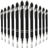 Oddmoal Ballpoint Pen with Stylus Tip, Soft Touch Click Metal Pen, 1.0mm Medium Point, Black Ink, 12 Count(Black)