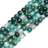 GEM-Inside 6mm Round Banded Green Agate Beads Strands 63-66 Pcs at 15 Inches Jewelry Making Beads