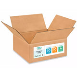Medium Moving & Shipping Boxes 10 x 10 x 4 inches (5-Pack) - Extra Strength 200 lb vs Regular - Corrugated Cardboard Boxes for U