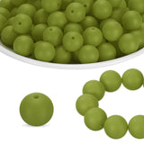 HARFINGTON 160Pcs Silicone Beads 12mm Round Rubber Focal Beads Bulk for Pens Keychain Bracelet Necklace DIY Crafts Making, Army